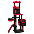 Large Gothic Cat Tree with Cat Condos and Plush Perches-Black & Red